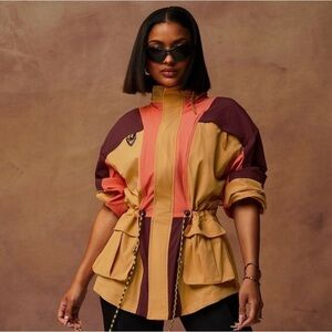 Fabletics Khloe Edit The Heights Cargo Jacket with Zipper Pockets Packed Hood L